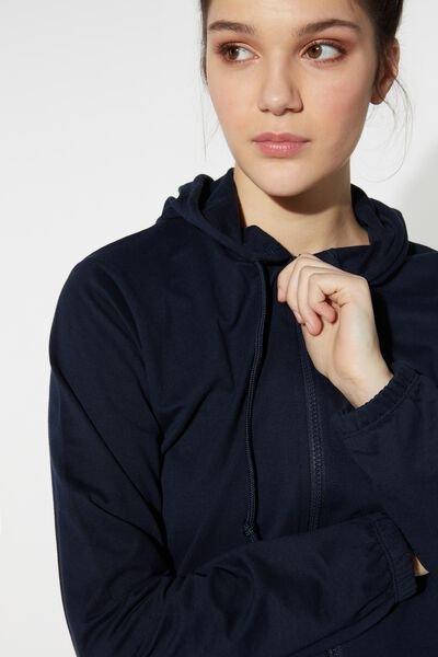 Tezenis - Blue Zip And Drawstring Hooded Sweatshirt