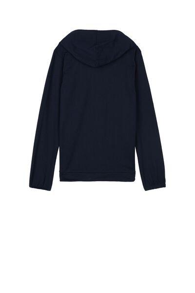 Blue Zippered Hooded Sweatshirt, , large image number 8