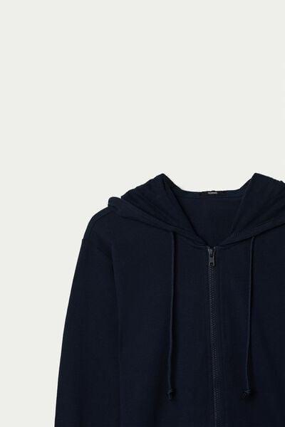 Blue Zippered Hooded Sweatshirt, Absolute Blue, large image number 10