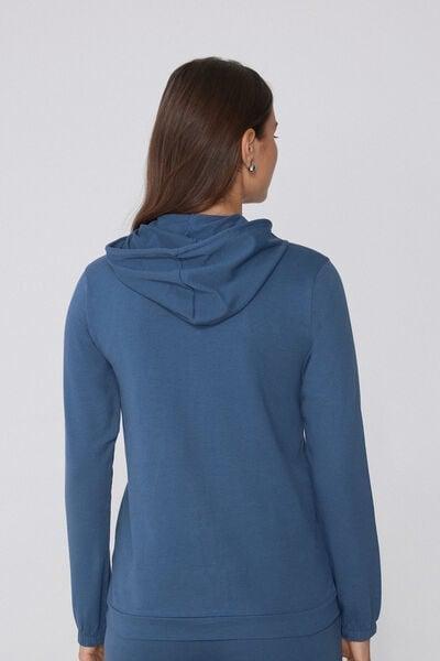 Navy Lightweight Hooded Cotton Sweatshirt, 5701_724Y, large image number 1