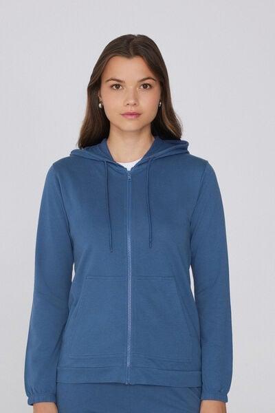 Navy Lightweight Hooded Cotton Sweatshirt, 5701_724Y, medium