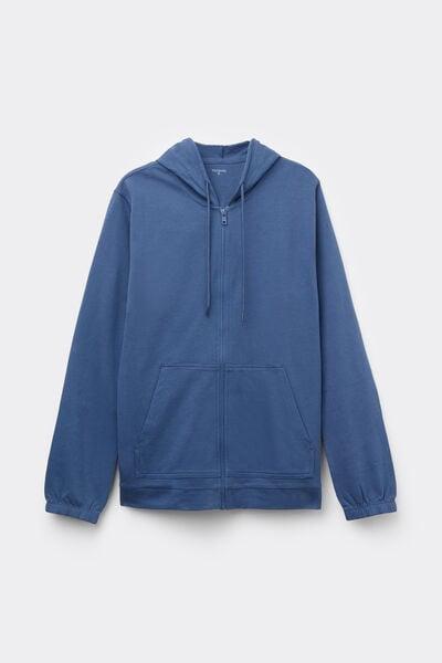 Navy Lightweight Hooded Cotton Sweatshirt, 5701_724Y, large image number 3