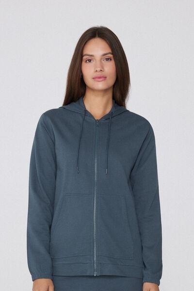 Grey Lightweight Hooded Cotton Sweatshirt, 5701_731Y, large image number 0