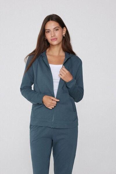 Grey Lightweight Hooded Cotton Sweatshirt, 5701_731Y, large image number 1