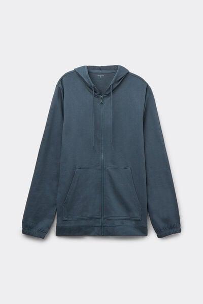 Grey Lightweight Hooded Cotton Sweatshirt, 5701_731Y, large image number 4