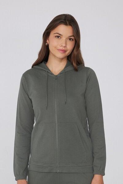Green Lightweight Hooded Cotton Sweatshirt, 5701_732Y, medium