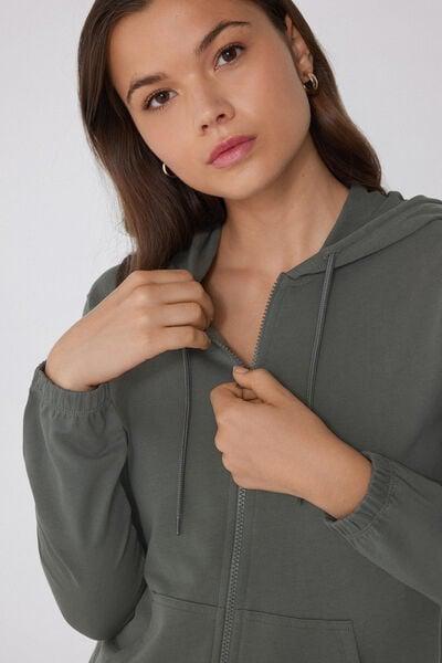 Green Lightweight Hooded Cotton Sweatshirt, 5701_732Y, large image number 3