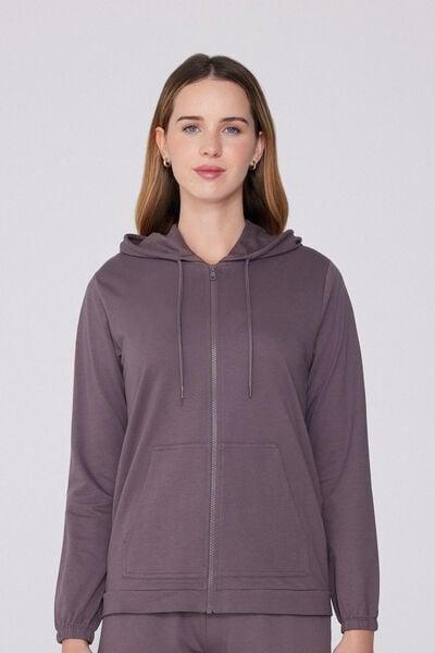 Violet Lightweight Hooded Cotton Sweatshirt, 5701_749Y, medium