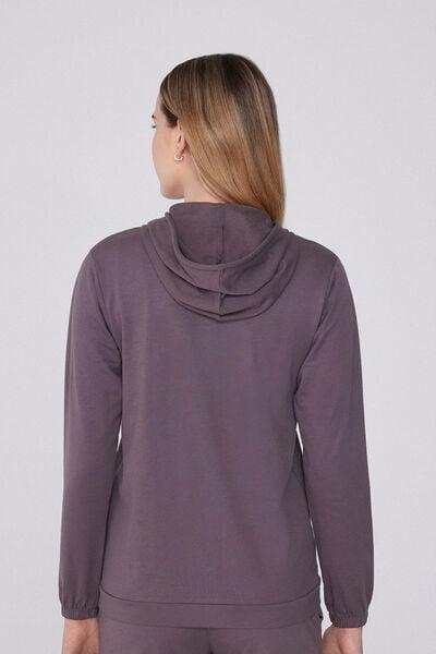 Violet Lightweight Hooded Cotton Sweatshirt, 5701_749Y, large image number 2