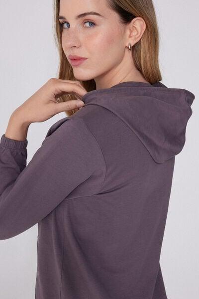 Violet Lightweight Hooded Cotton Sweatshirt, 5701_749Y, large image number 3