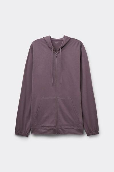 Violet Lightweight Hooded Cotton Sweatshirt, 5701_749Y, large image number 4