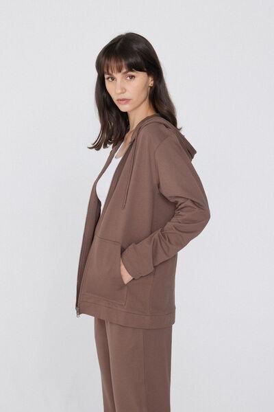 Brown Hooded Sweatshirt, , large image number 1