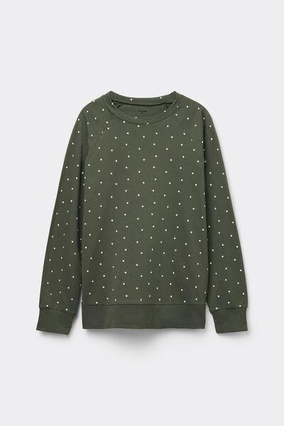 Green Long-Sleeved Rounded Neck Top, 5701_318Y, large image number 0