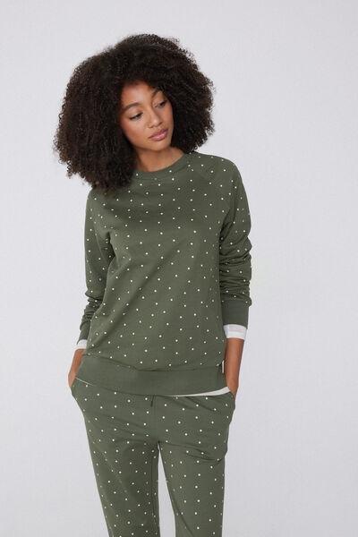 Green Long-Sleeved Rounded Neck Top, 5701_318Y, large image number 1