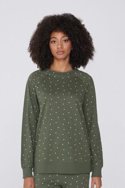 Green Long-Sleeved Rounded Neck Top, 5701_318Y, large image number 2