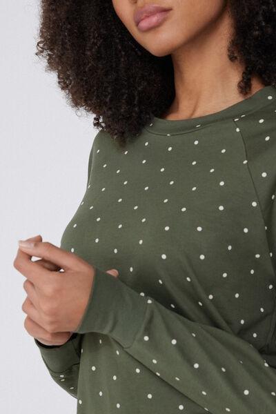 Green Long-Sleeved Rounded Neck Top, 5701_318Y, large image number 3