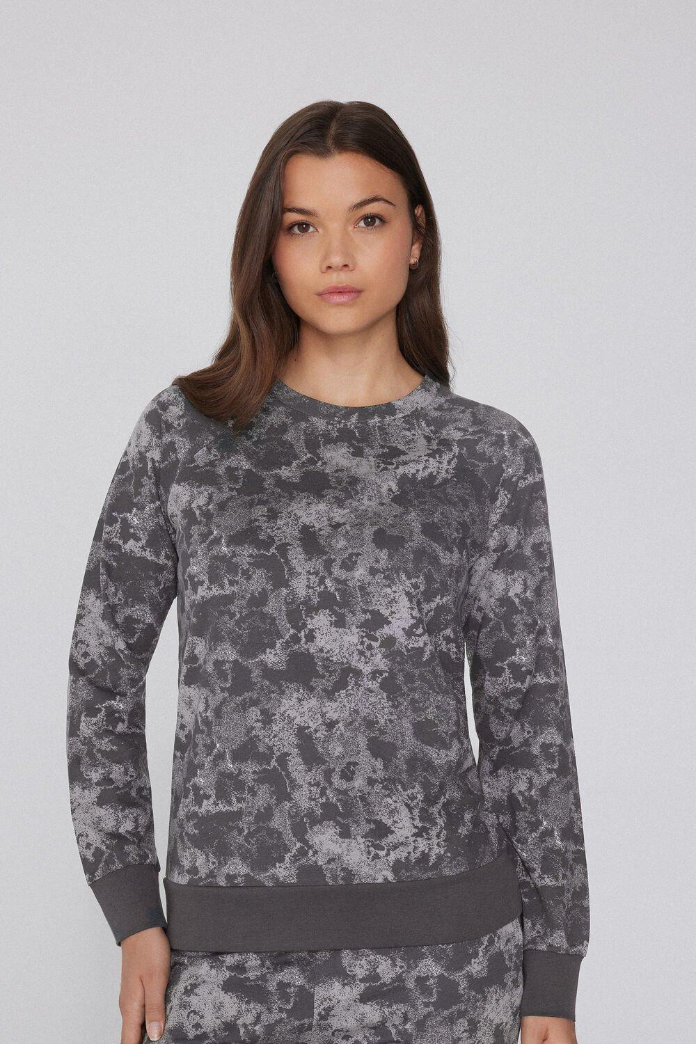 Grey Printed Long-Sleeved Cotton Top, 5701_764Y, large image number 0