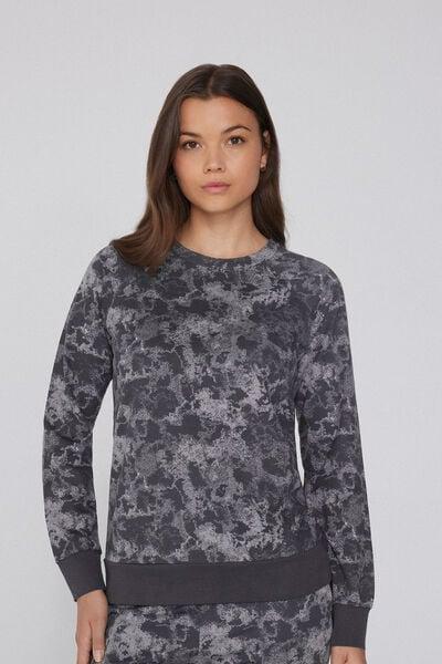 Grey Printed Long-Sleeved Cotton Top, 5701_764Y, medium