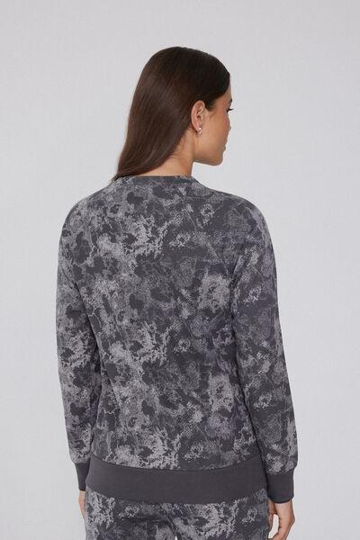 Grey Printed Long-Sleeved Cotton Top, 5701_764Y, large image number 2