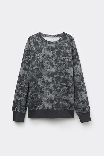 Grey Printed Long-Sleeved Cotton Top, 5701_764Y, large image number 4