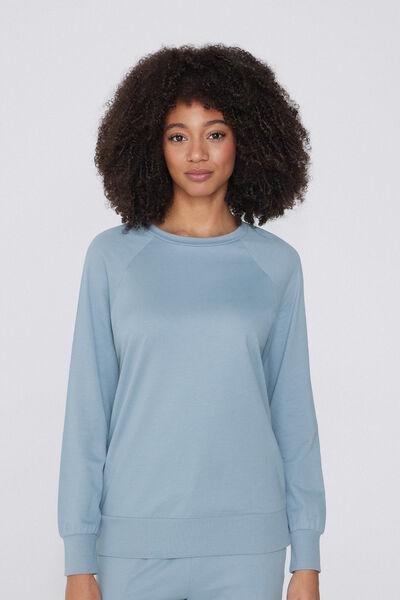 Blue Long-Sleeved Rounded Neck Top, 5701_326Y, large image number 2