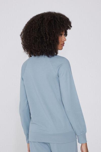 Blue Long-Sleeved Rounded Neck Top, 5701_326Y, large image number 3