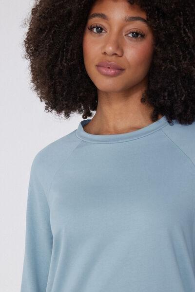 Blue Long-Sleeved Rounded Neck Top, 5701_326Y, large image number 4