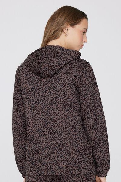 Multicolour Jaguar Print Hooded Zip And Drawstring Sweatshirt, 5701_219Z, large image number 2