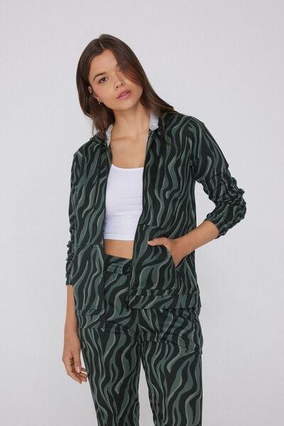 Green Drawstring Hooded Sweatshirt, 5701_761Y, large image number 1