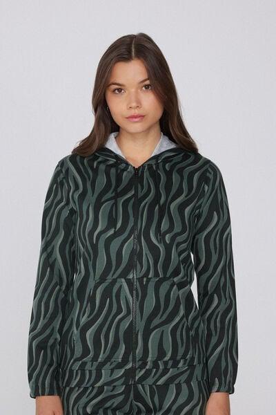 Green Drawstring Hooded Sweatshirt, 5701_761Y, medium