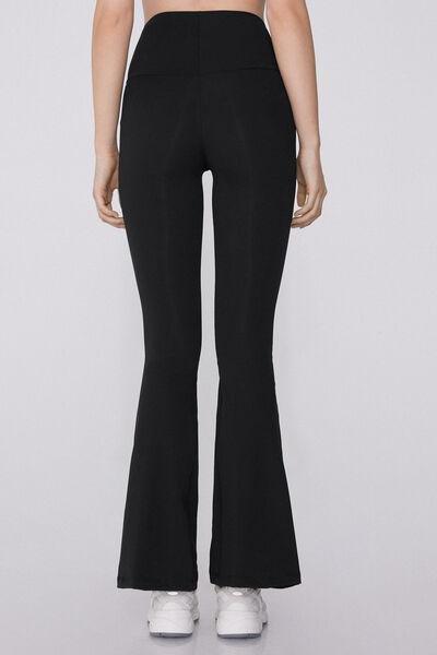 Black Flared Shaping Leggings, Black, large image number 2