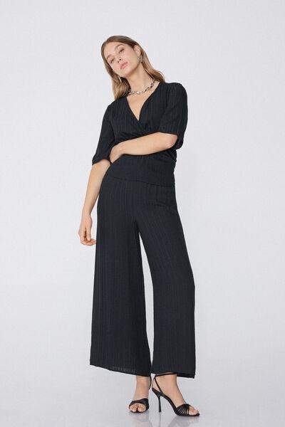 Black Palazzo Trousers, , large image number 0