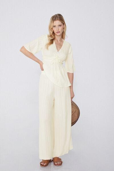 White Palazzo Trousers, , large image number 1