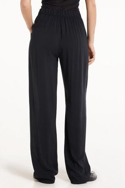 Black Canvas Straight-Cut Trousers, , large image number 2