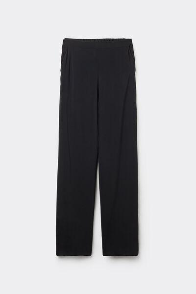 Black Canvas Straight-Cut Trousers, , large image number 4