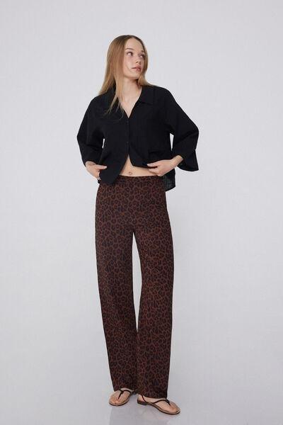 Brown Straight-Cut Trousers, , large image number 1