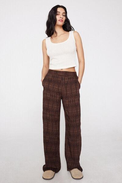 Red Straight-Cut Viscose Canvas Pants, 5701_592Z, large image number 0