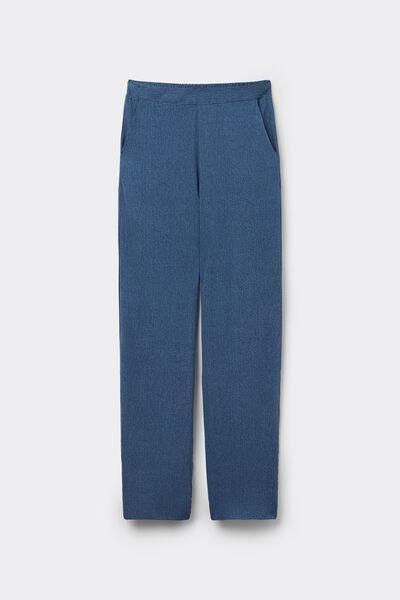 Blue Straight-Cut Trousers, , large image number 4