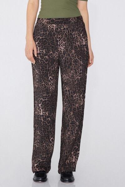 Multicolour Printed Straight-Cut Trousers, 5701_910W, large image number 1