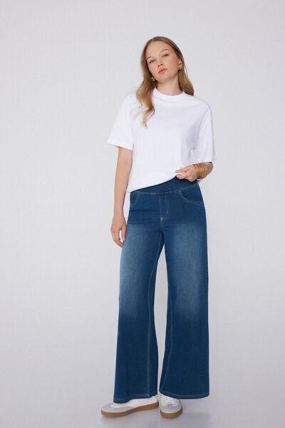 BLU DENIM Soft Flex Denim Palazzo Trousers, , large image number 1