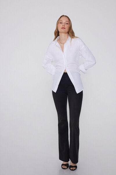 Black Soft Flex Denim Flared Trousers, , large image number 1