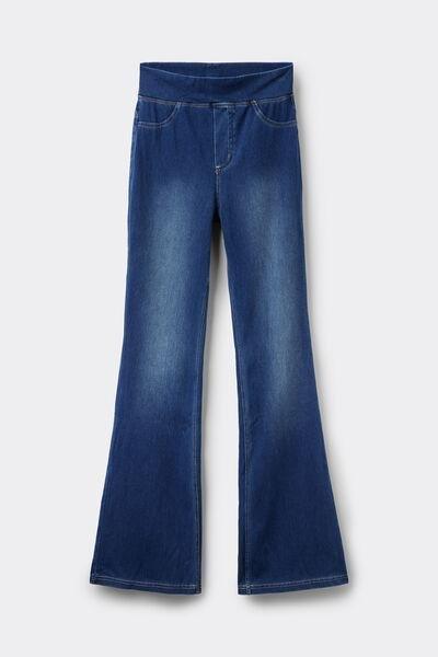 Blue Soft Flex Denim Flared Trousers, , large image number 3
