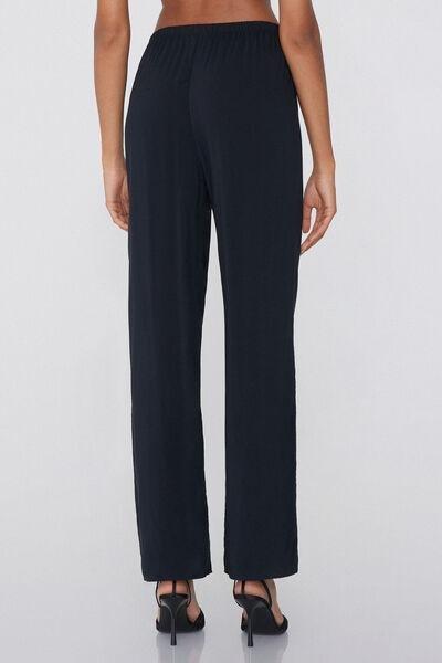 Black Canvas Straight Cut Trousers, Black, large image number 2