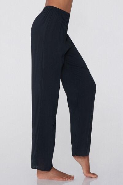 Black Canvas Straight Cut Trousers, Black, large image number 3