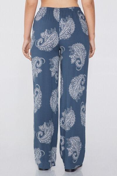 Blue Canvas Straight Cut Trousers, , large image number 2