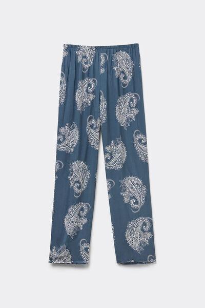 Blue Canvas Straight Cut Trousers, 5701_867W, large image number 3