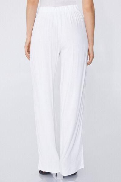 White Long Brushed Fabric Palazzo Pants, , large image number 2