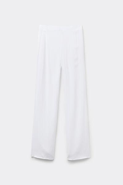 White Long Brushed Fabric Palazzo Pants, , large image number 4