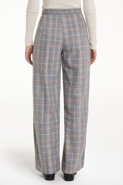 Grey High-Waist Warm Tweed Palazzo Trousers, , large image number 2