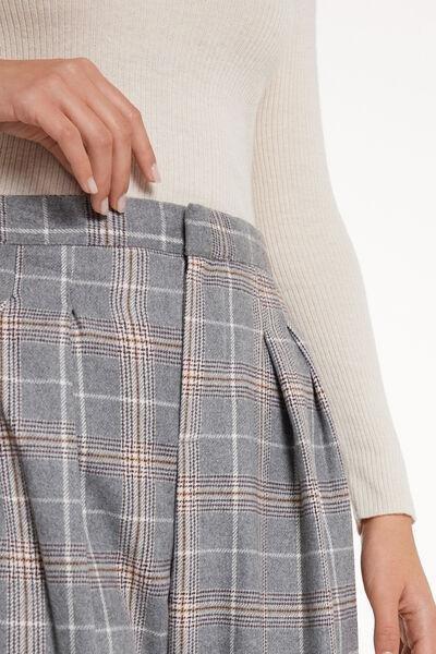 Grey High-Waist Warm Tweed Palazzo Trousers, , large image number 3